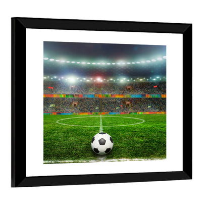 Soccer Ball Under Floodlights Wall Art