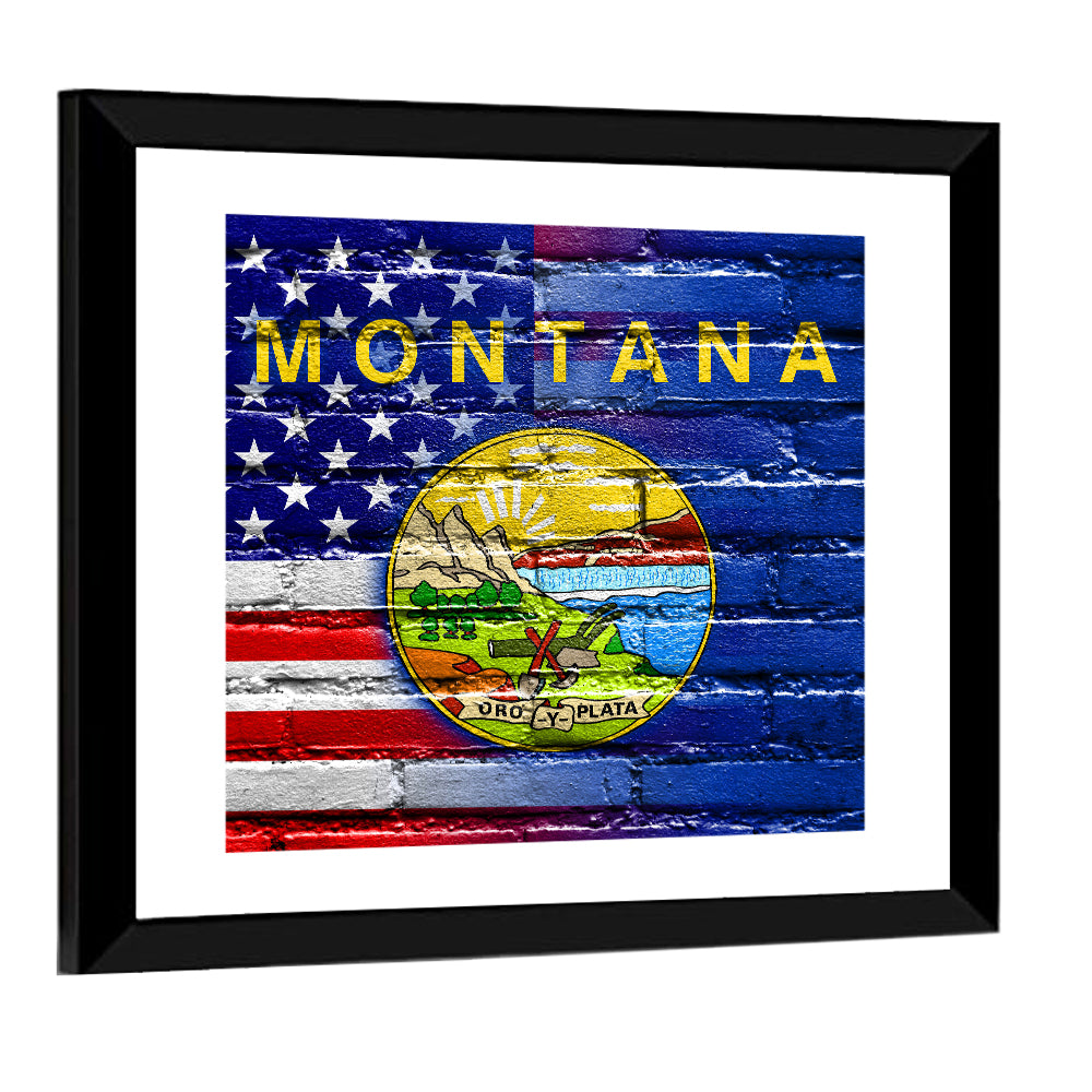 United States and Montana Flag Wall Art