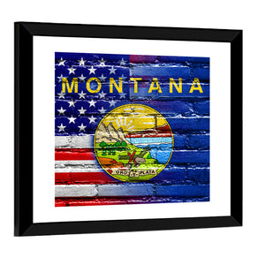 USA & Montana State Flag Wall Art