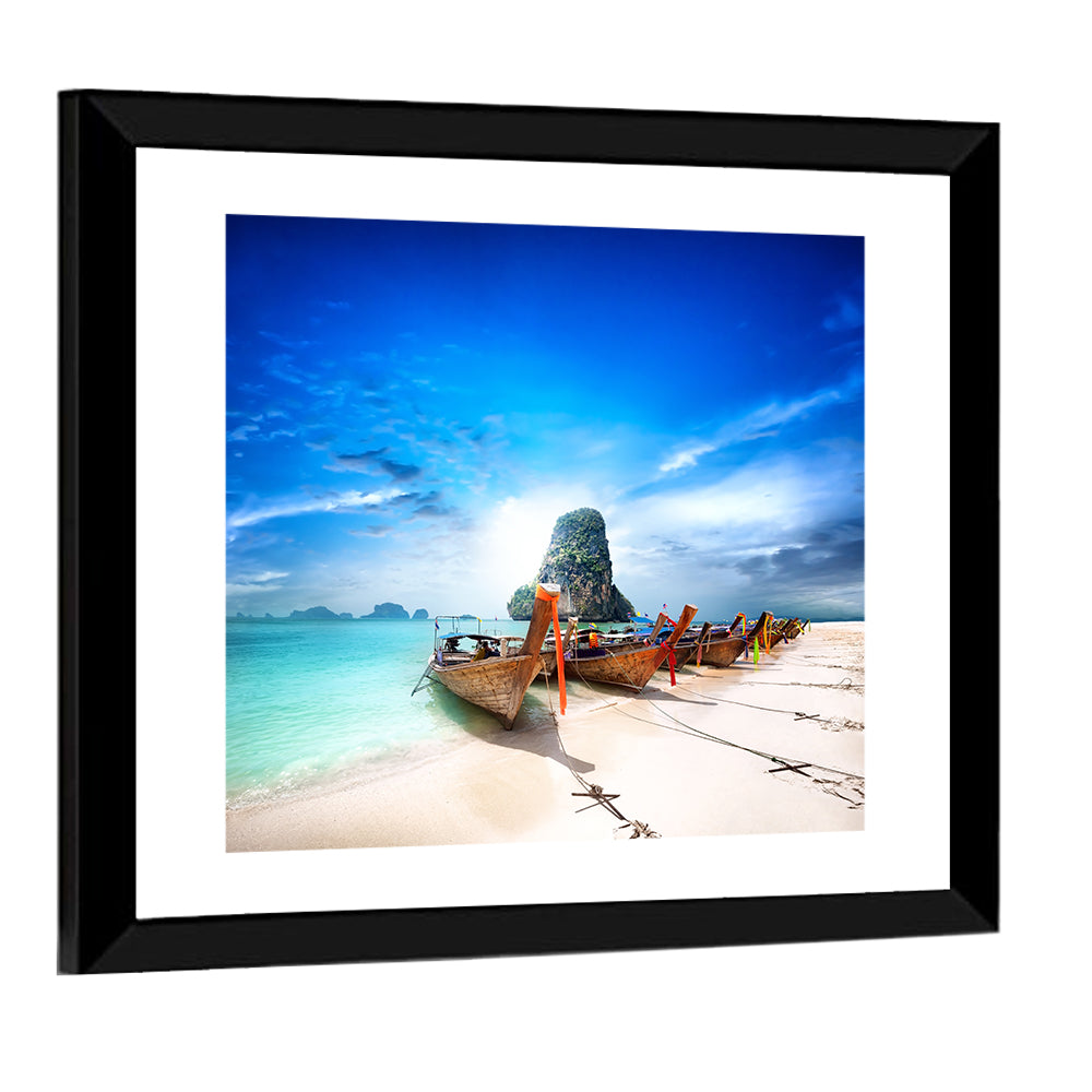 Railay Beach Long-tail Boats Wall Art