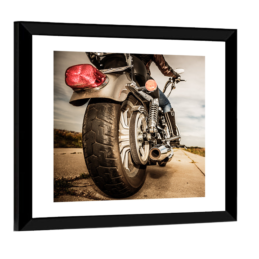 Low Angle Motorcycle Rear View Wall Art