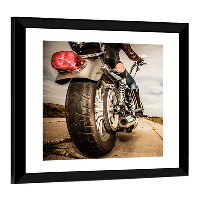 Low Angle Motorcycle Rear View Wall Art