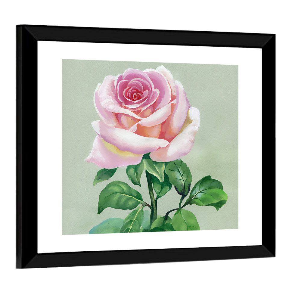 Pink Watercolor Rose Wall Art