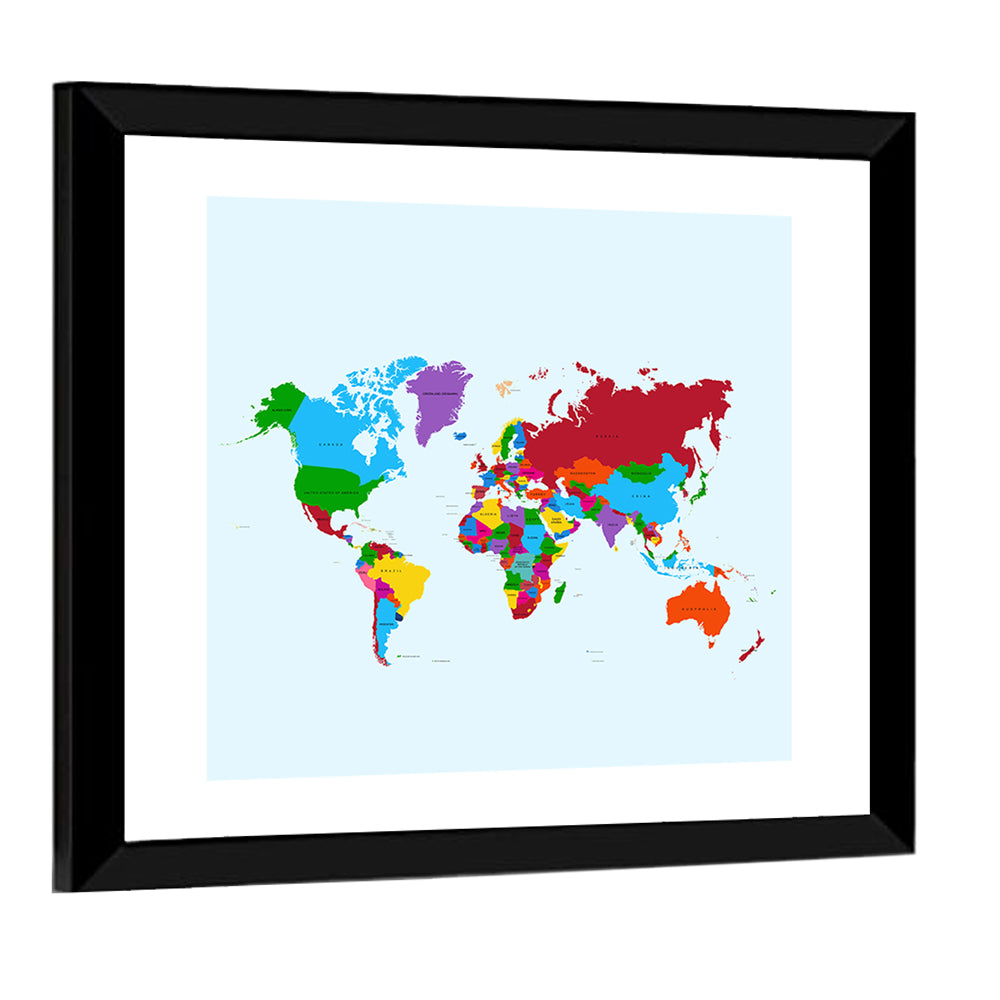 Colorful World Map Wall Art
