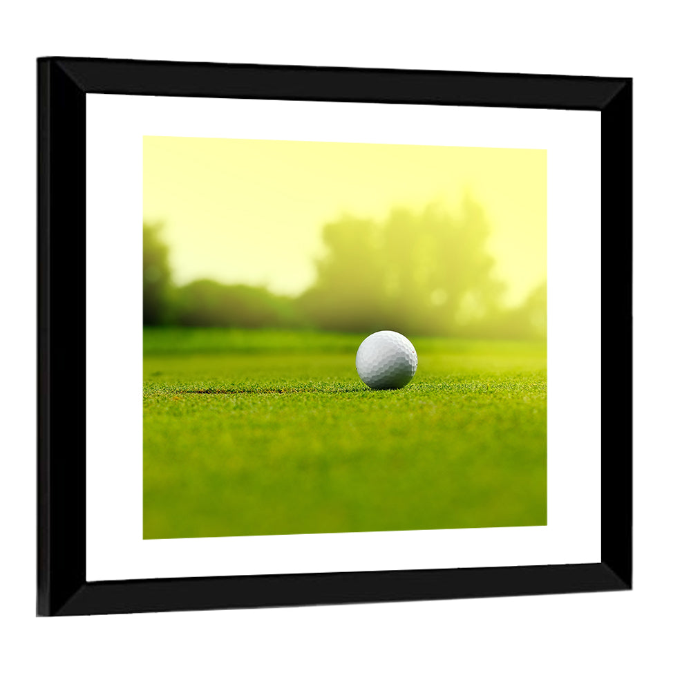Dimpled Golf Ball on Putting Green Wall Art