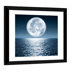 Full Moon Rising Over Ocean Wall Art