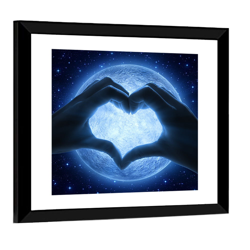 Moon Heart Silhouette Wall Art