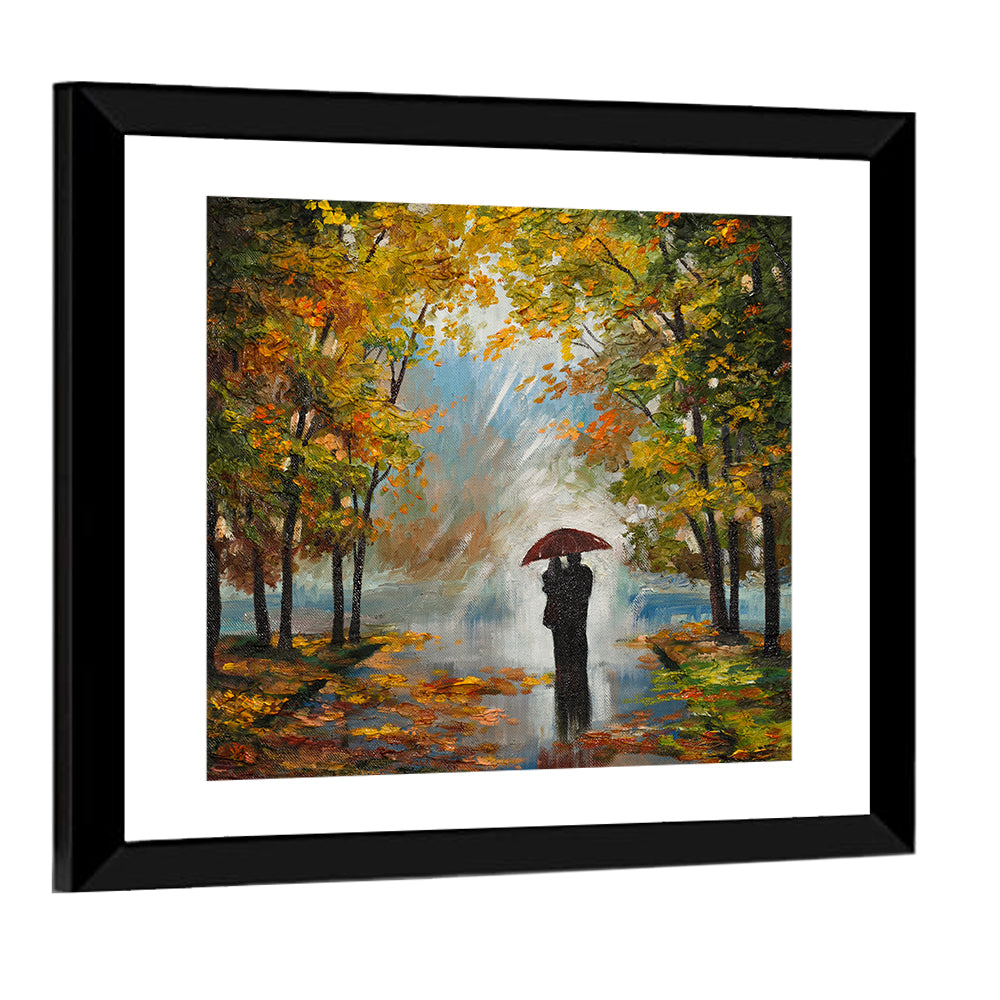 Couple in Autumn Forest Wall Art