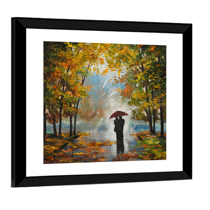 Couple in Autumn Forest Wall Art