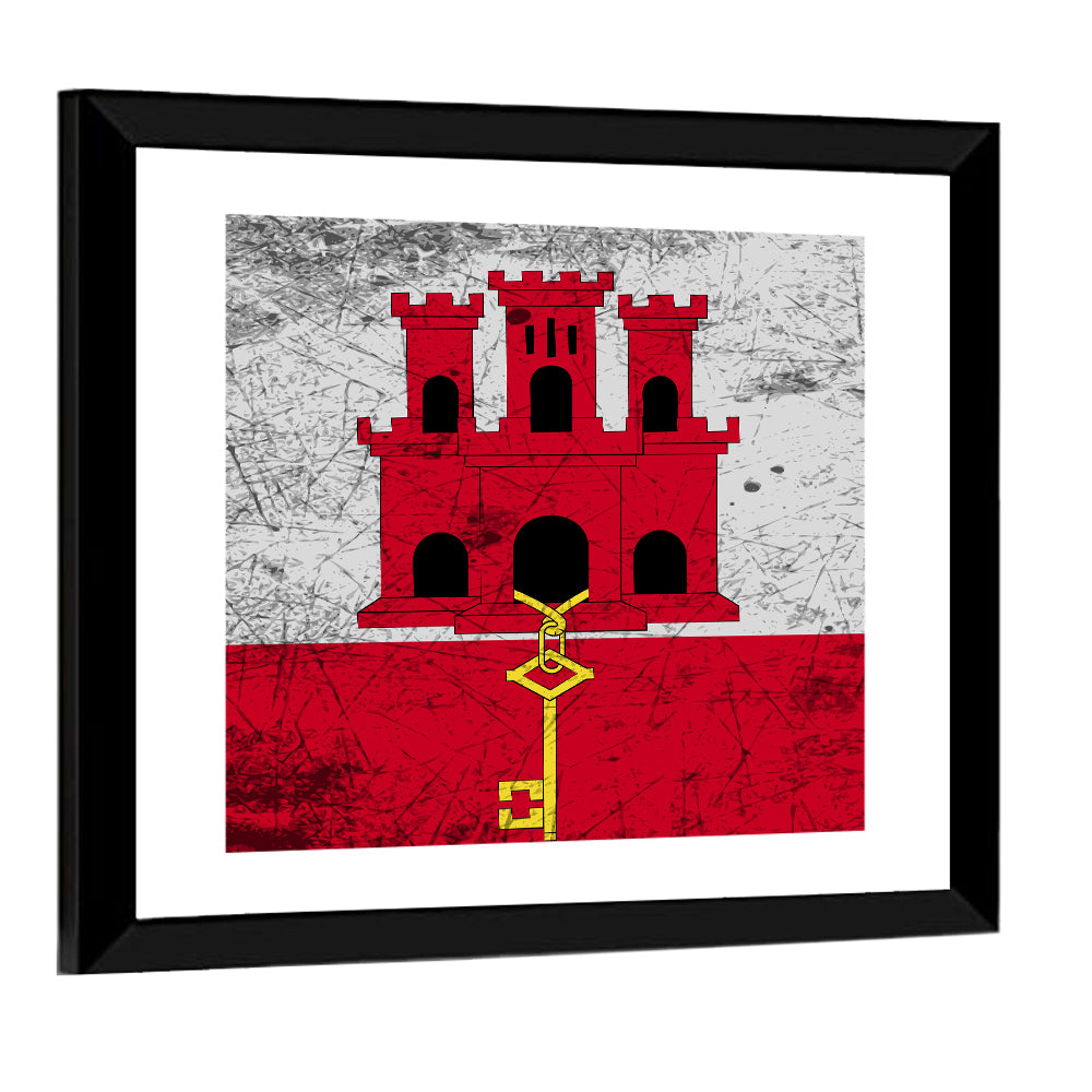 Gibraltar Flag with Castle and Key Wall Art