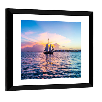 Key West Sailboat at Sunset Wall Art