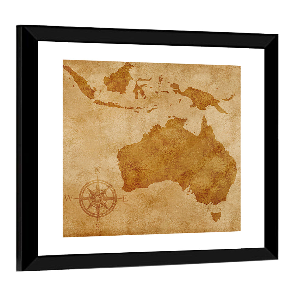 Vintage Grunge Map of Australia Wall Art