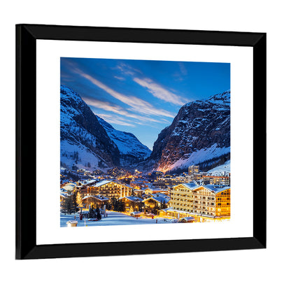 Twilight Ski Village in the French Alps Wall Art