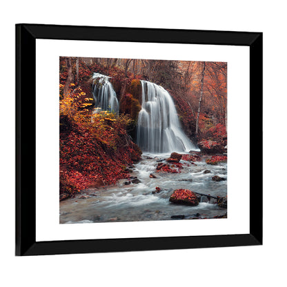 Dual Tier Autumn Forest Waterfall, Crimea Wall Art