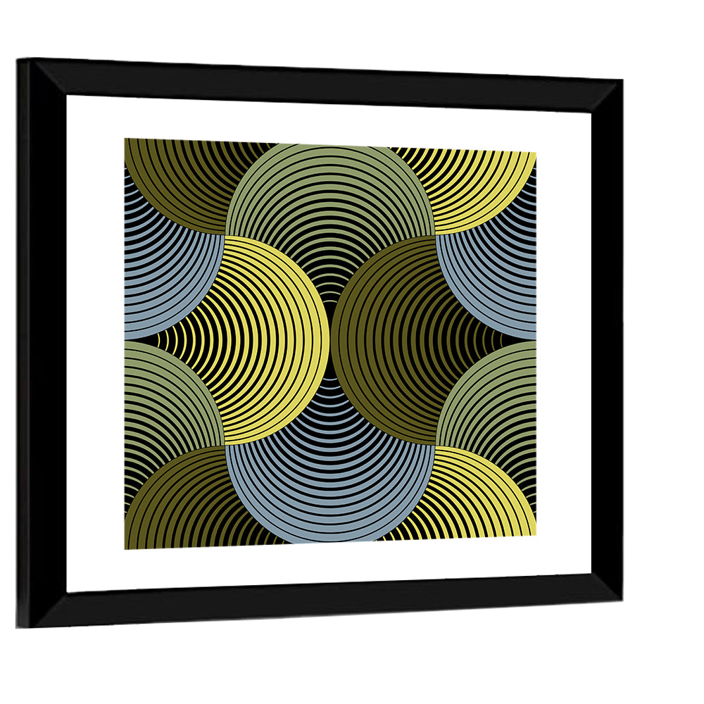Olive and Yellow Petal Grid Wall Art
