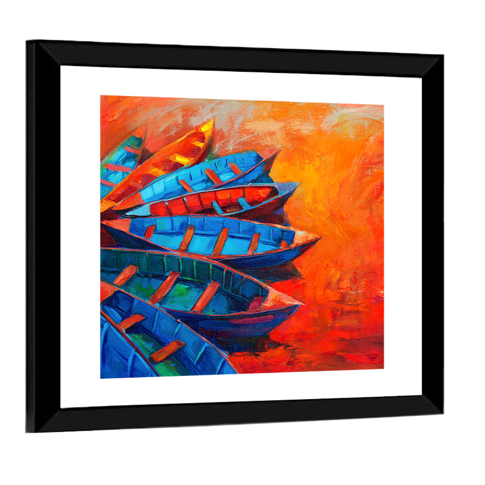 Harbor Boats at Sunset Wall Art