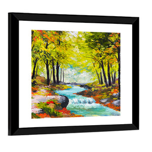 River In Autumn Forest Wall Art