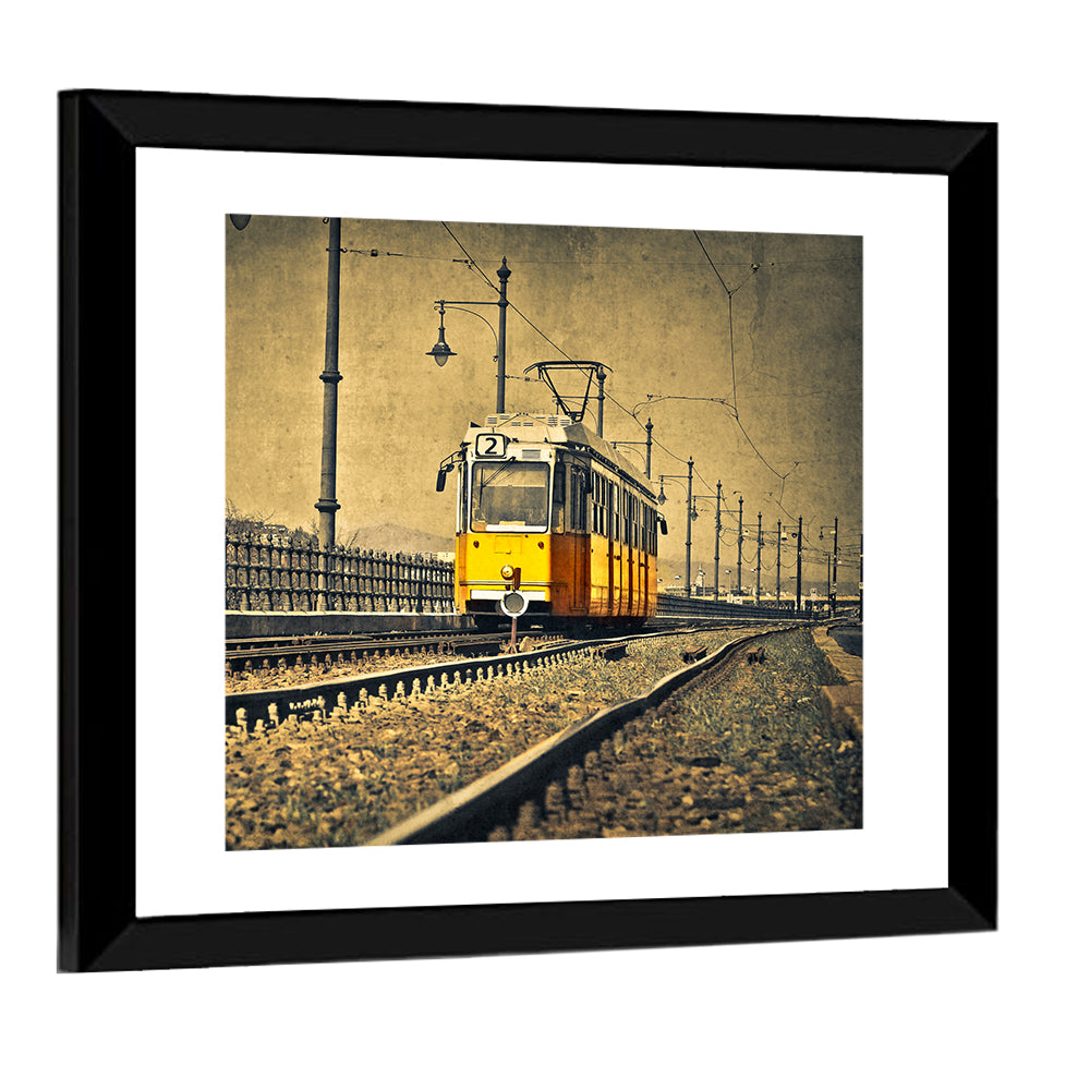 Yellow Tram No. 2 on Tracks Wall Art