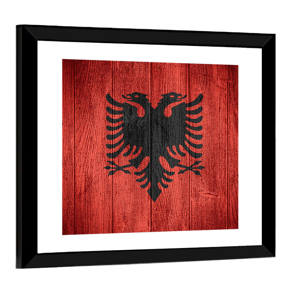 Albanian Flag Emblem Wall Art