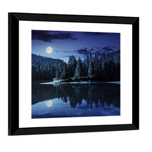 Lake Near The Pine Forest Wall Art