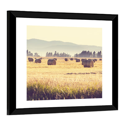 Golden Hay Bales Field Wall Art