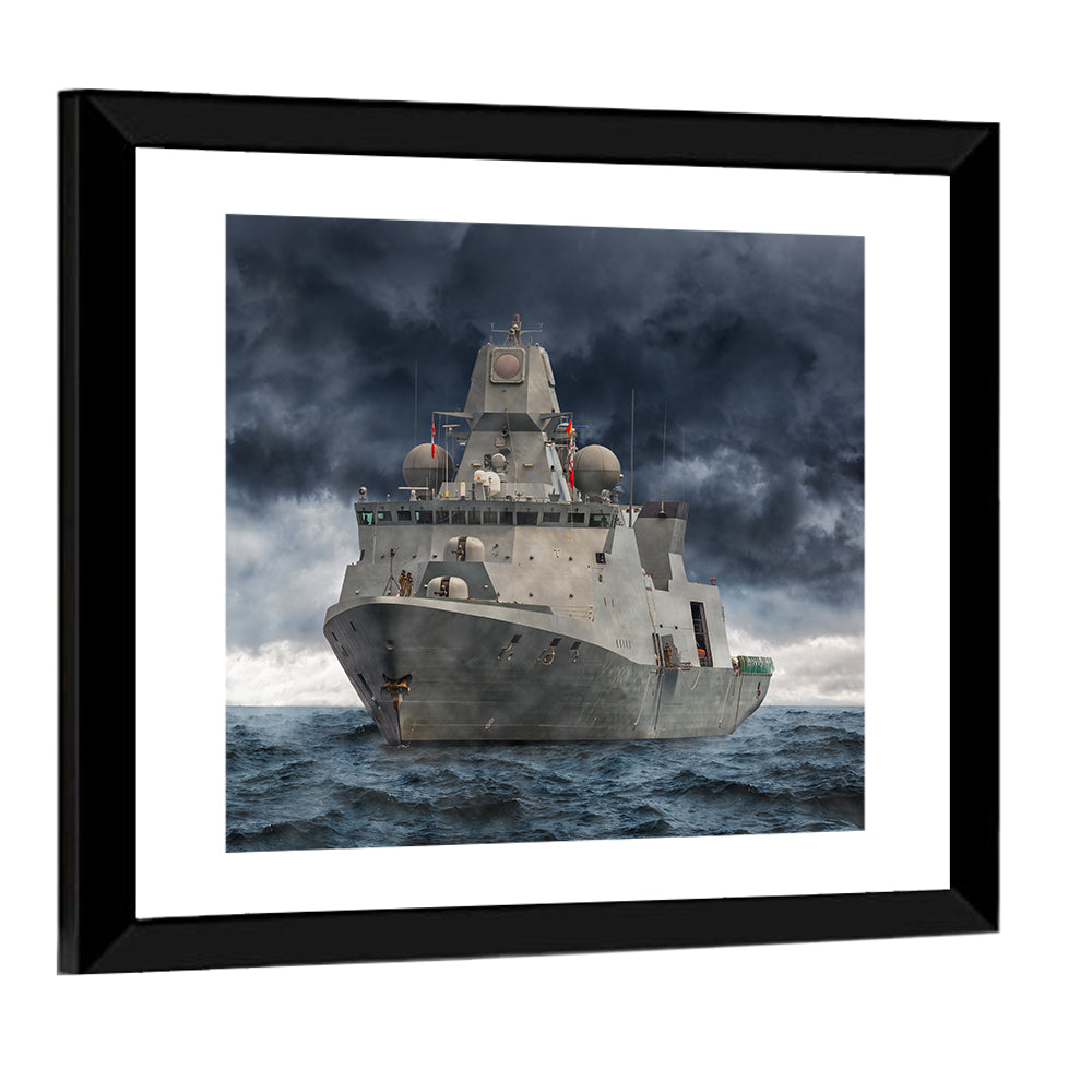 Frigate in Stormy Sea Wall Art