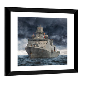 Military Ship On Sea Wall Art