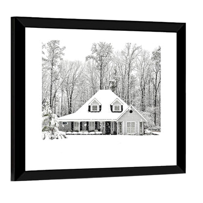 Frosty Winter House Landscape Wall Art