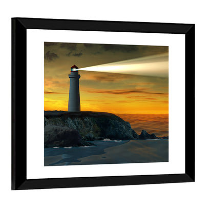 Solitary Lighthouse at Sunset Wall Art