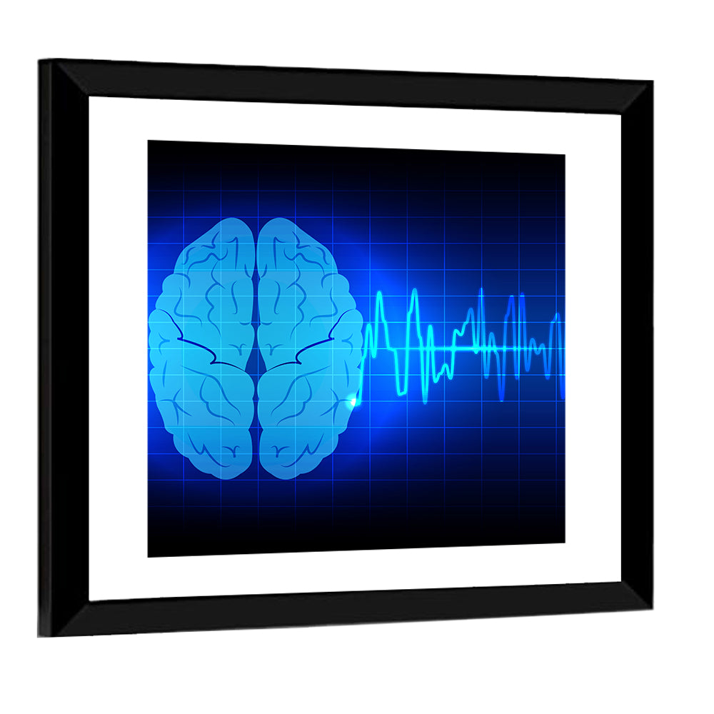 Glowing Brain Wave Visualization Wall Art