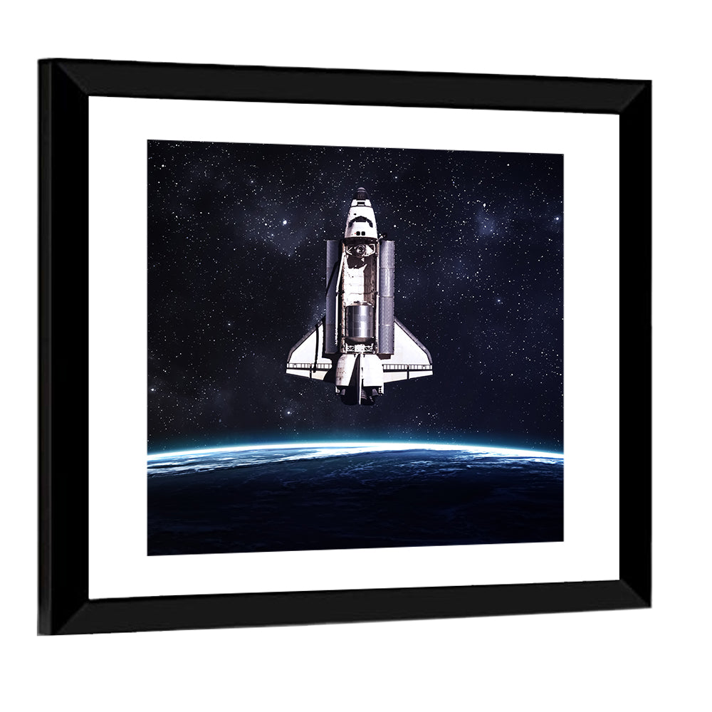 Space Shuttle Over Curved Earth Wall Art