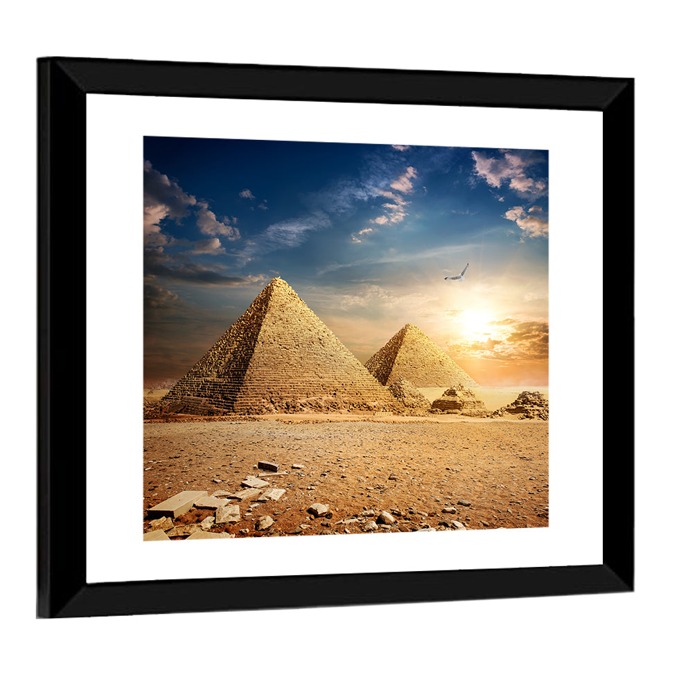 Giza Pyramids at Sunset Wall Art