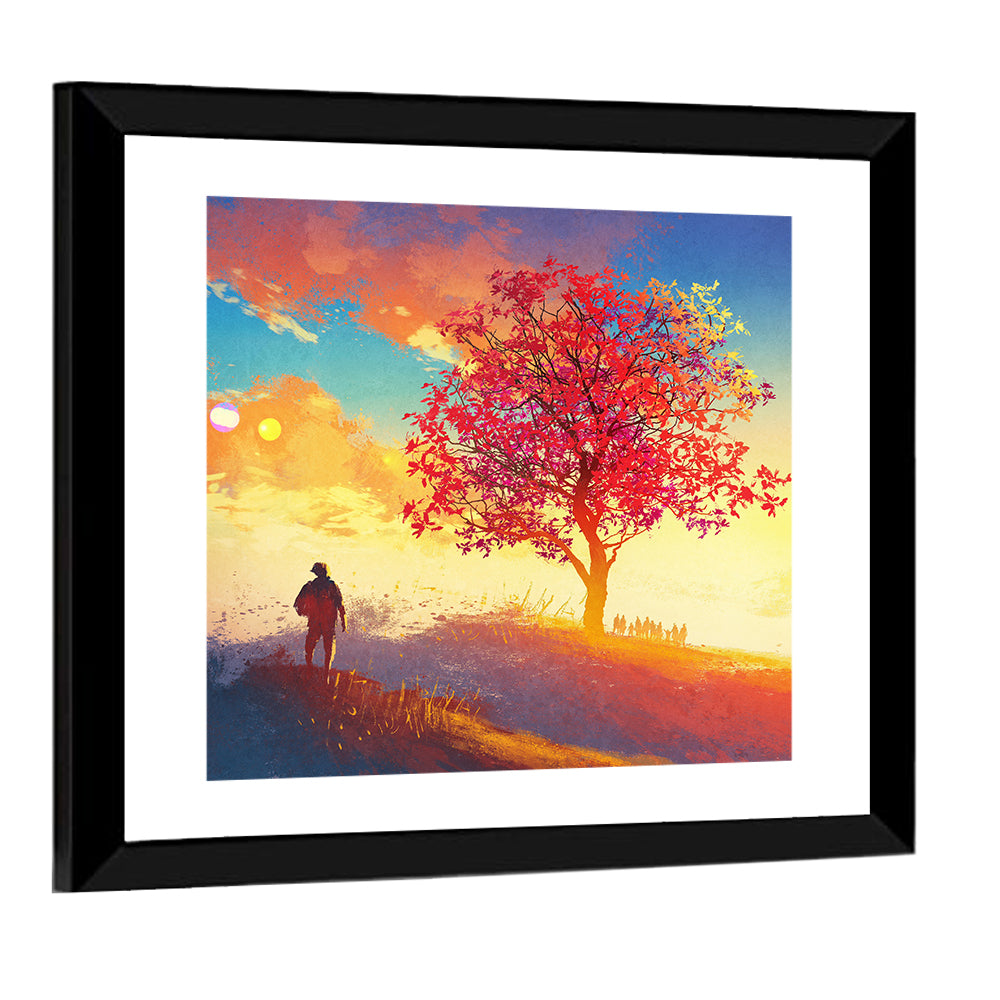 Surreal Autumn Dusk Landscape Wall Art