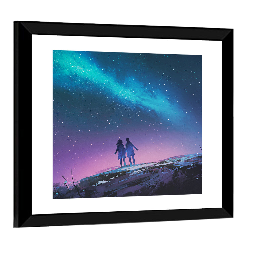 Milky Way Nightscape with Silhouetted Couple Wall Art