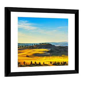 Cypresses Trees & Green Field Wall Art