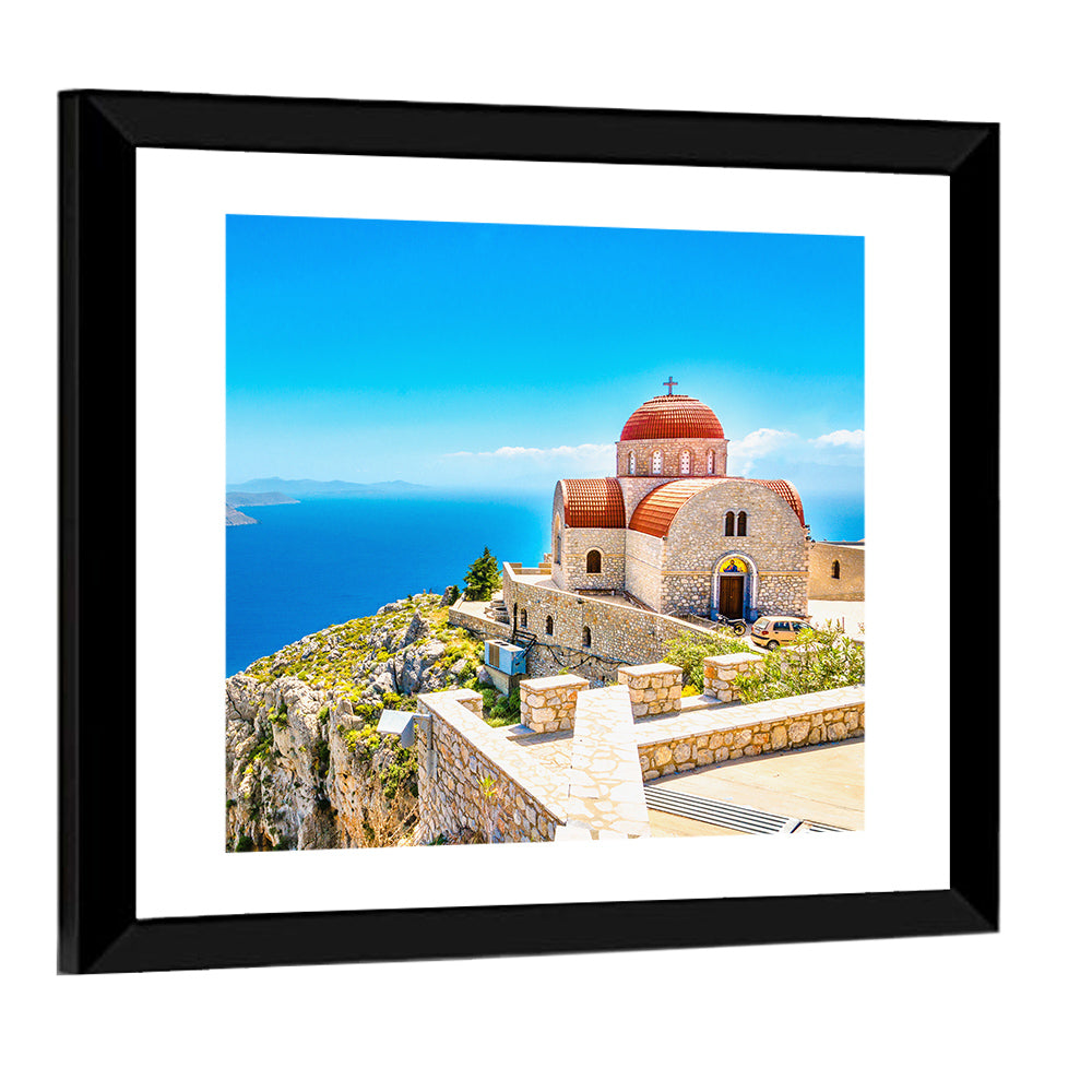 Cliffside Church in Greece Wall Art