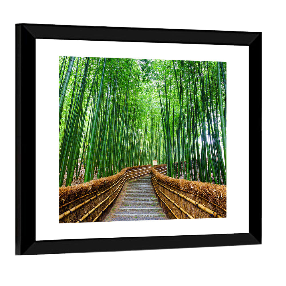 Stone Steps in Kyoto Bamboo Forest Wall Art