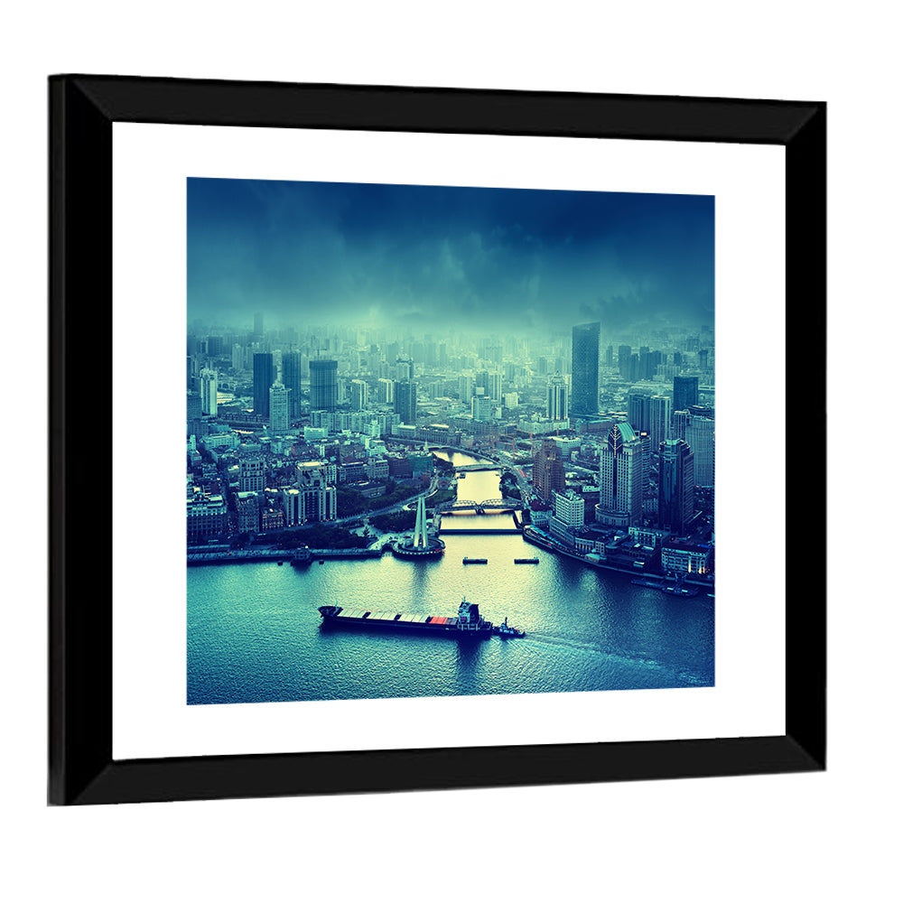Shanghai Skyline at Sunset Wall Art