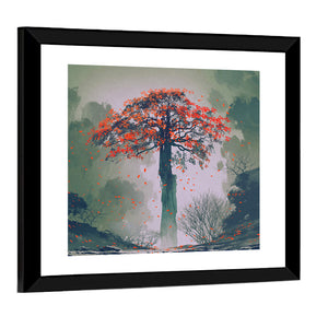 Red Autumn Tree Artwork Wall Art