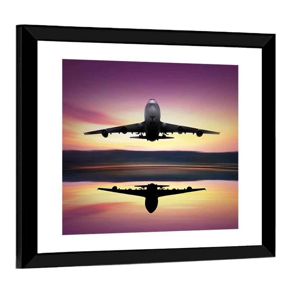 Jet Taking Off at Dawn Wall Art