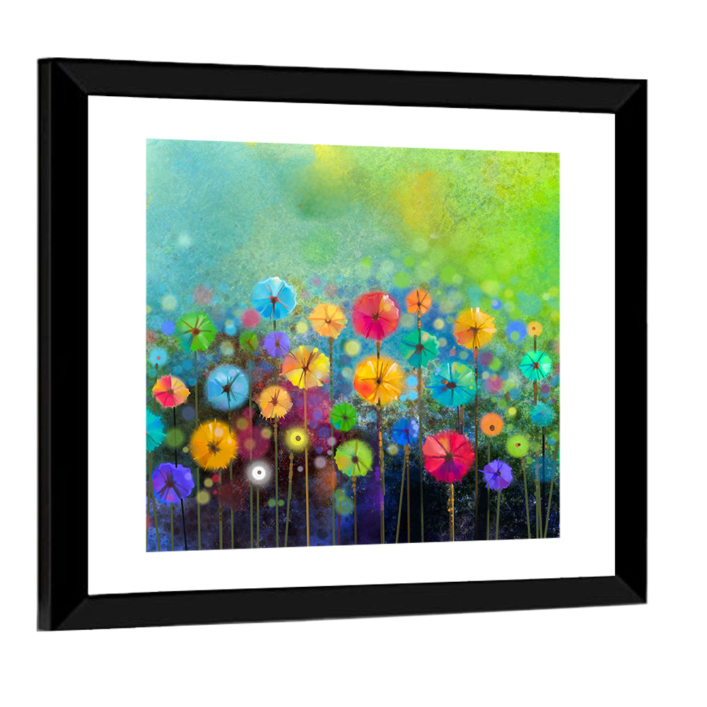 Stylized Flower Meadow Watercolor Wall Art