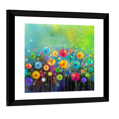 Stylized Flower Meadow Watercolor Wall Art