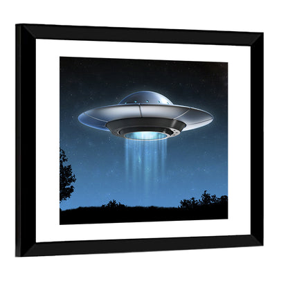 Ufo Over Silhouetted Grassland Wall Art