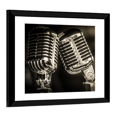 Three Vintage Studio Microphones Wall Art
