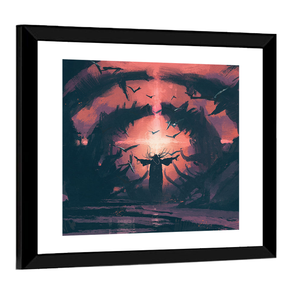 Old Wizard Casting a Spell Wall Art