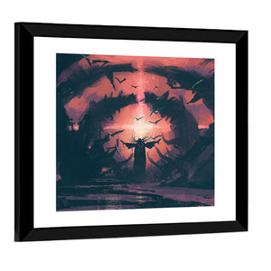 An Old Wizard Casting A Spell Artwork Wall Art