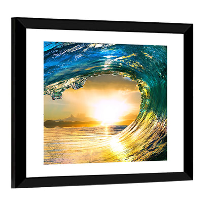 Colored Ocean Wave Sunset Wall Art