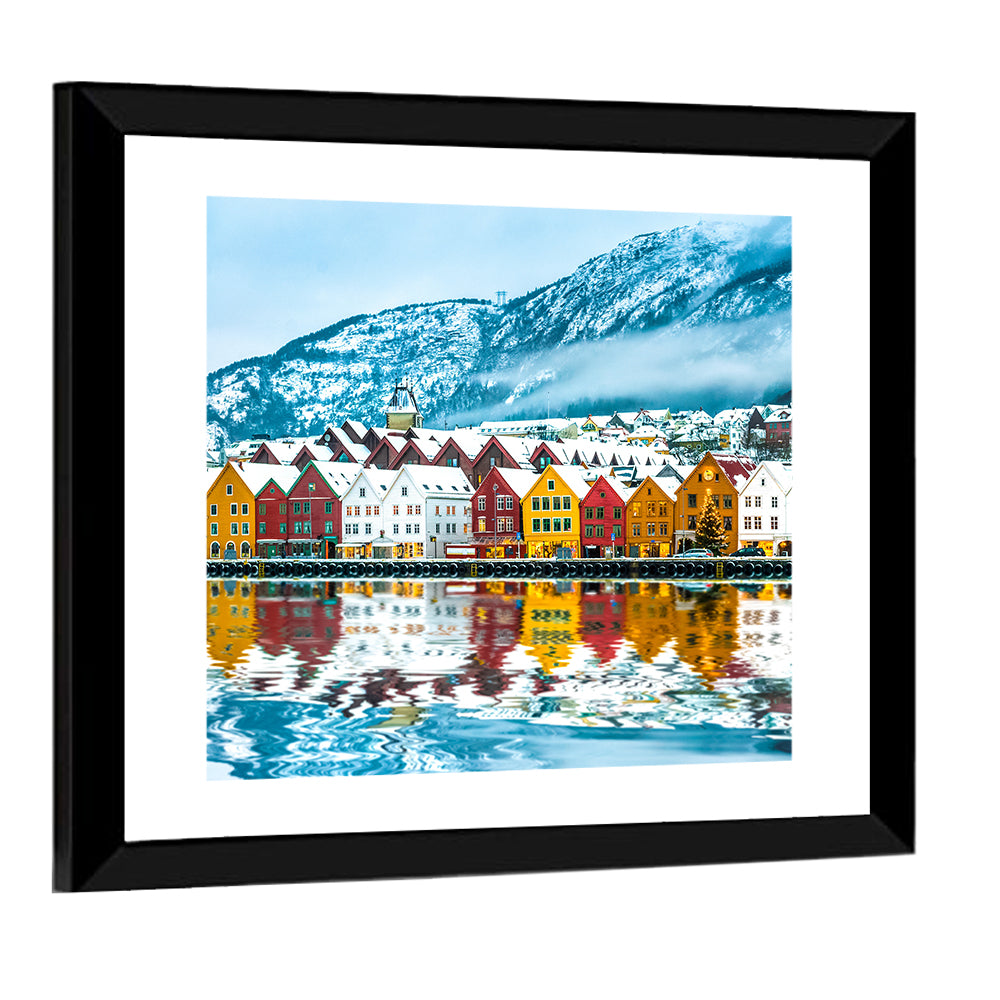 Bryggen Wharf in Bergen Wall Art