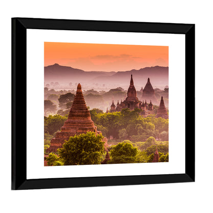 Bagan Ancient Temples at Golden Hour Wall Art