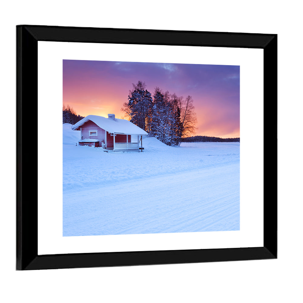 Lapland Sunrise Over Frozen Lake Wall Art